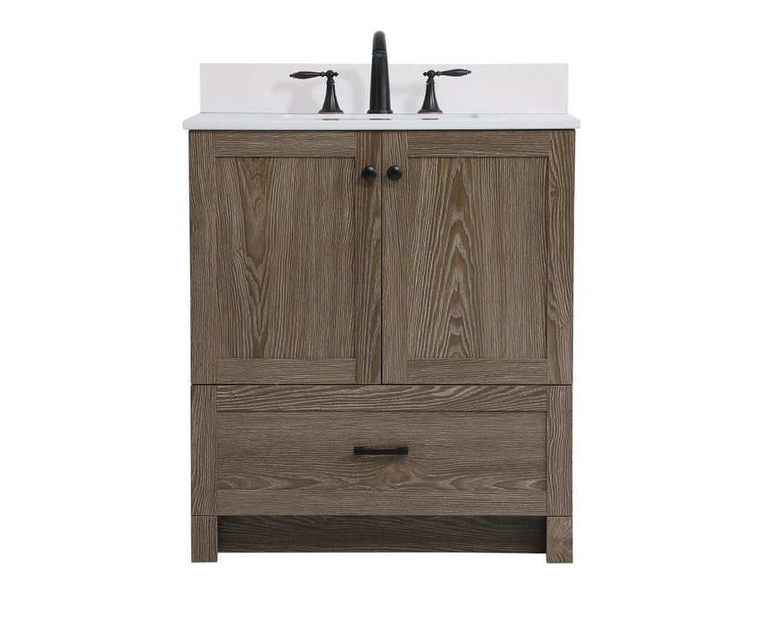 Elegant Lighting VF2830WO-BS Bathroom Vanity Set, Weathered Oak