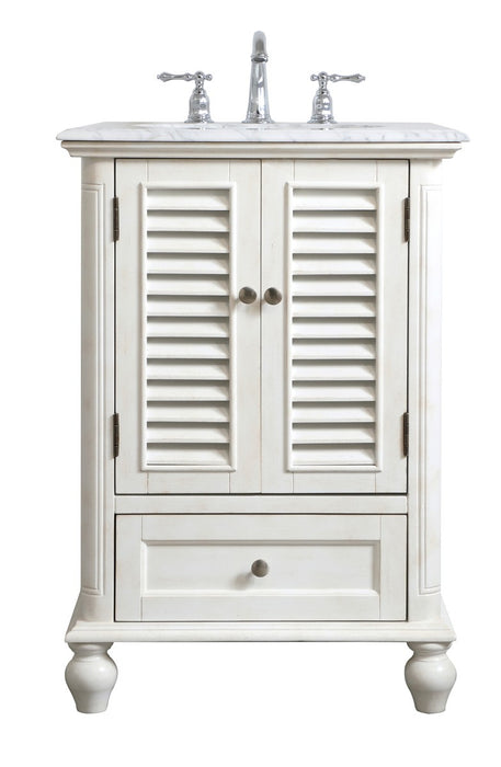Elegant Lighting VF30524AW Single Bathroom Vanity, antique white