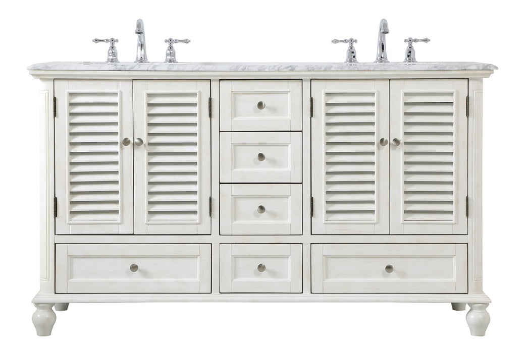 Elegant Lighting VF30560DAW Double Bathroom Vanity, antique white