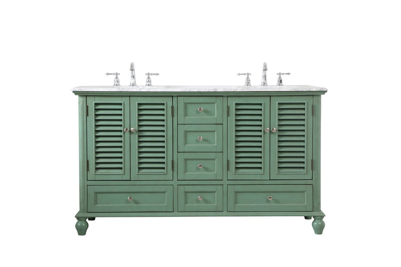 Elegant Lighting VF30560DVM Double Bathroom Vanity, vintage mint