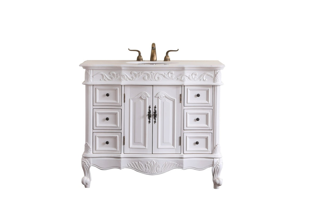 Elegant Lighting VF38842AW Single Bathroom Vanity Set, antique white
