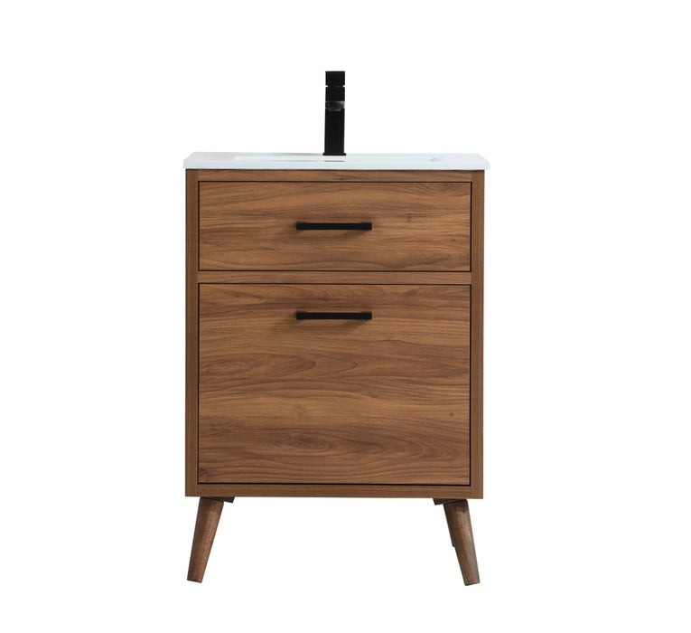 Elegant Lighting VF41024WB Bathroom Vanity, Walnut Brown