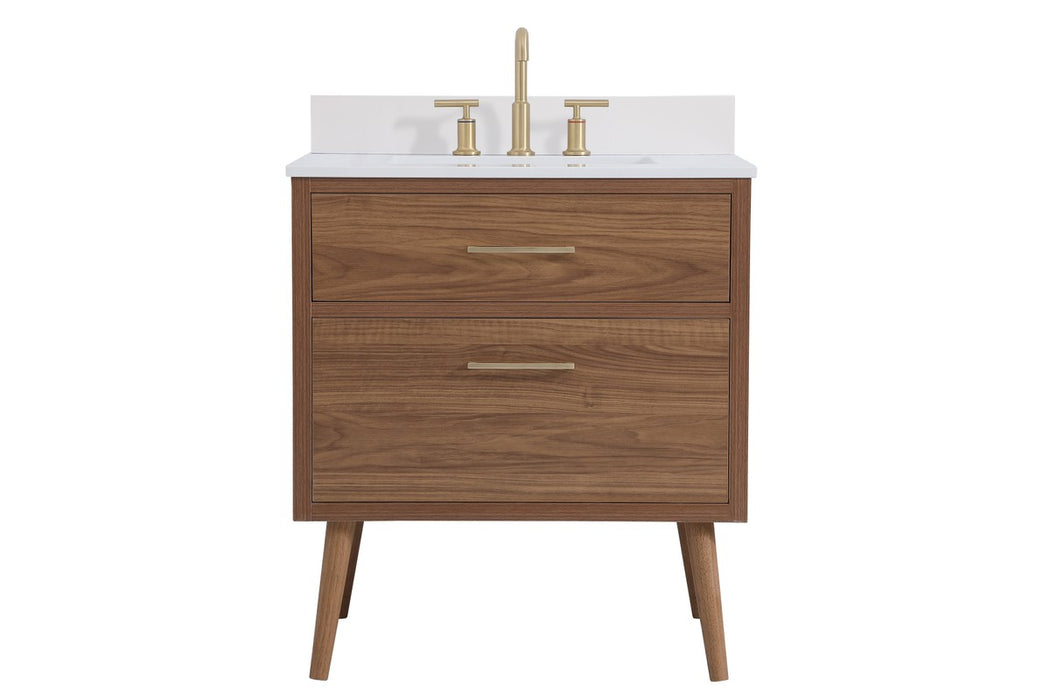 Elegant Lighting VF41030WB-BS Bathroom Vanity Set, Walnut Brown