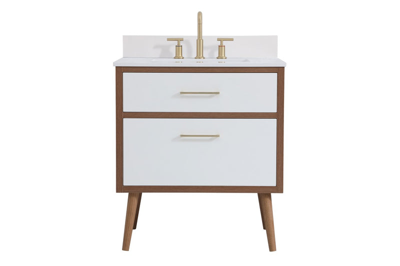 Elegant Lighting VF41030WH-BS Bathroom Vanity Set, White