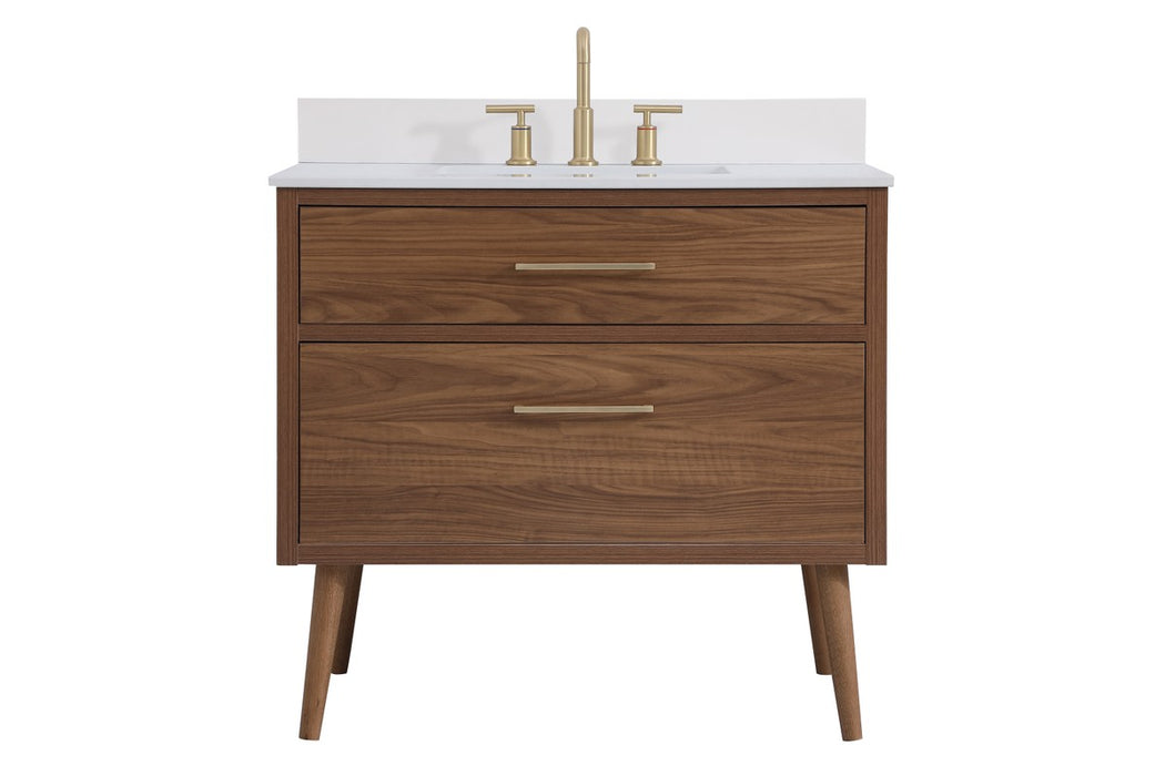 Elegant Lighting VF41036WB-BS Bathroom Vanity Set, Walnut Brown
