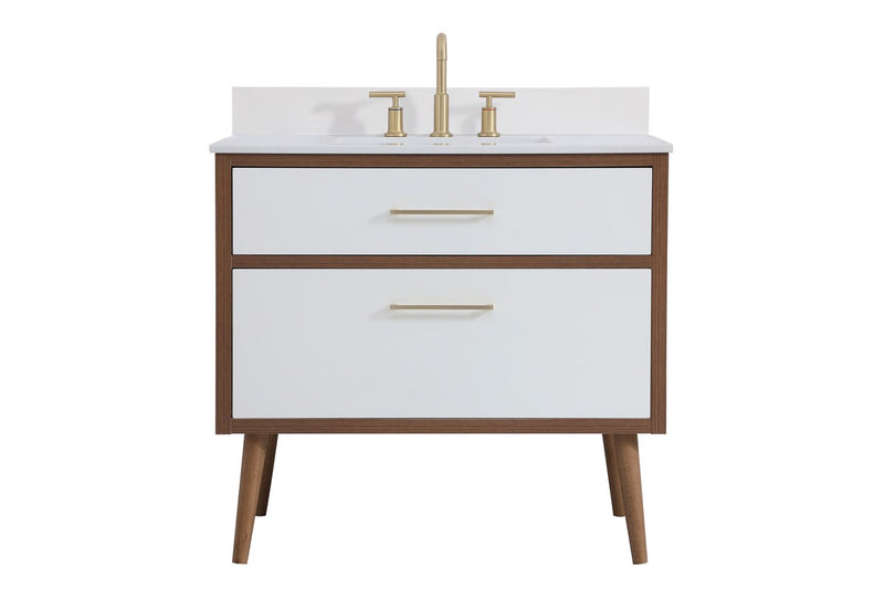Elegant Lighting VF41036WH-BS Bathroom Vanity Set, White