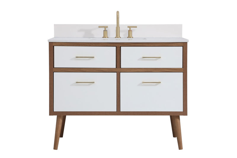 Elegant Lighting VF41042WH-BS Bathroom Vanity Set, White