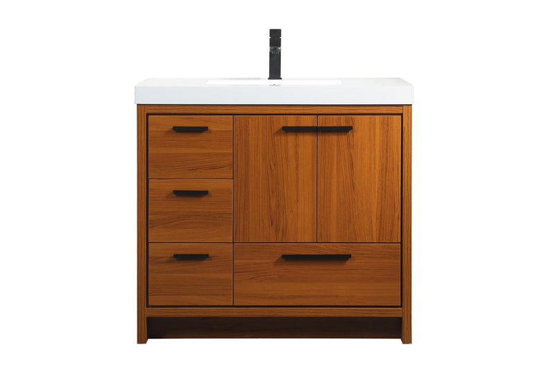 Elegant Lighting VF46036MTK Bathroom Vanity Set, Teak