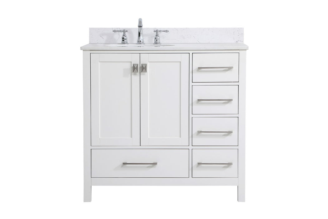 Elegant Lighting VF18836WH-BS Bathroom Vanity Set, White