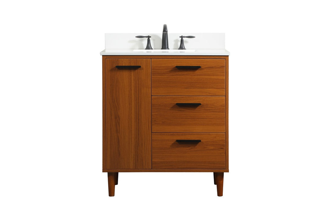Elegant Lighting VF47030MTK-BS Vanity Sink Set, Teak