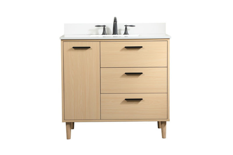 Elegant Lighting VF47036MMP-BS Vanity Sink Set, Maple