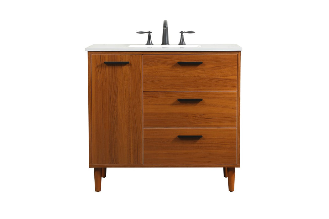 Elegant Lighting VF47036MTK Vanity Sink Set, Teak