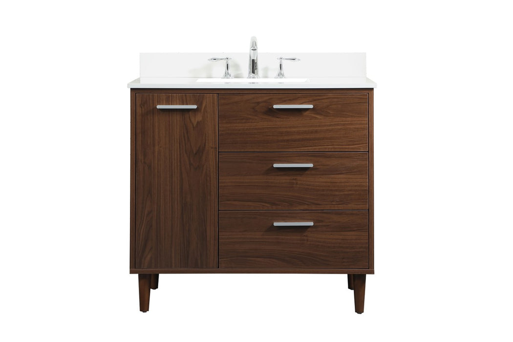 Elegant Lighting VF47036MWT-BS Vanity Sink Set, Walnut