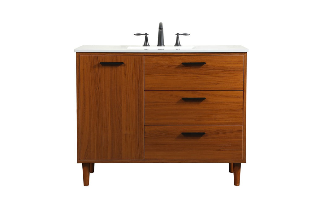 Elegant Lighting VF47042MTK Vanity Sink Set, Teak