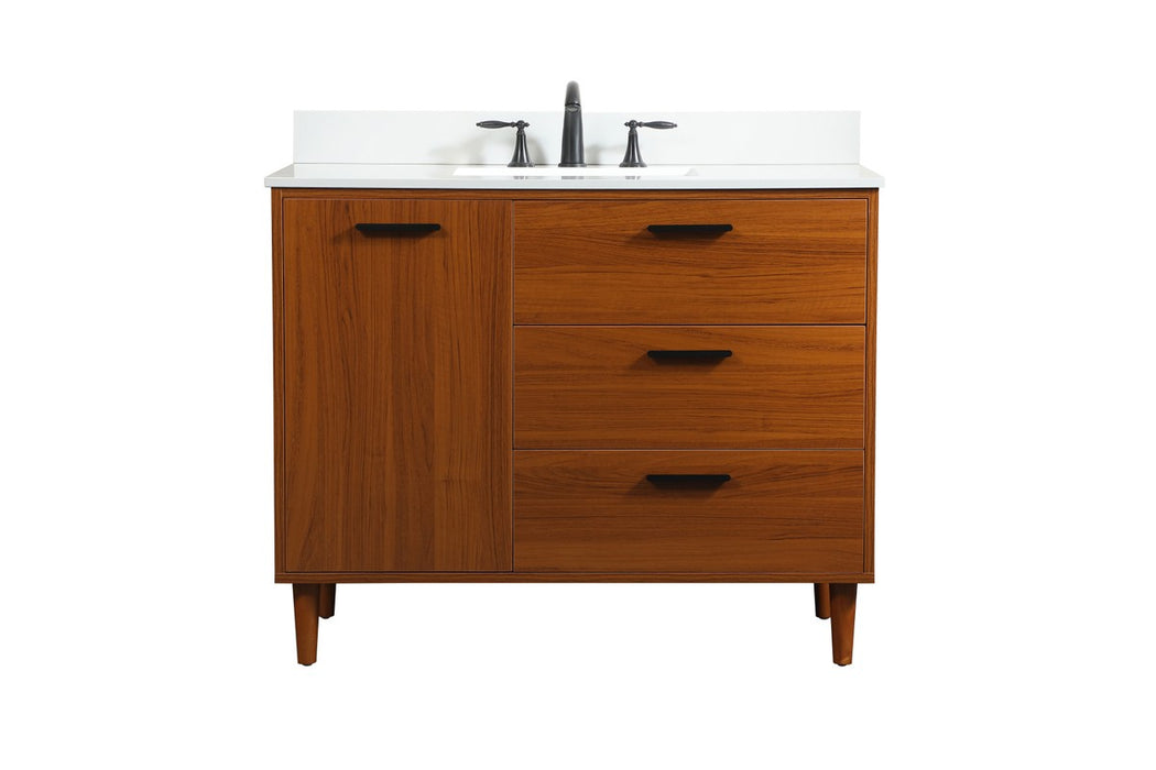 Elegant Lighting VF47042MTK-BS Vanity Sink Set, Teak