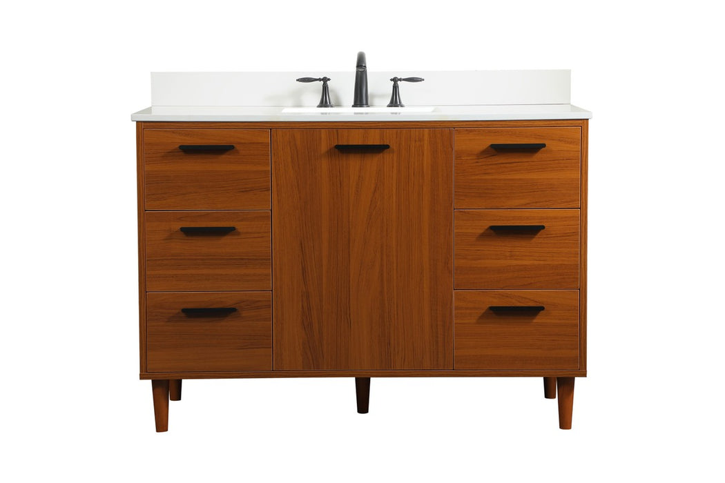 Elegant Lighting VF47048MTK-BS Vanity Sink Set, Teak