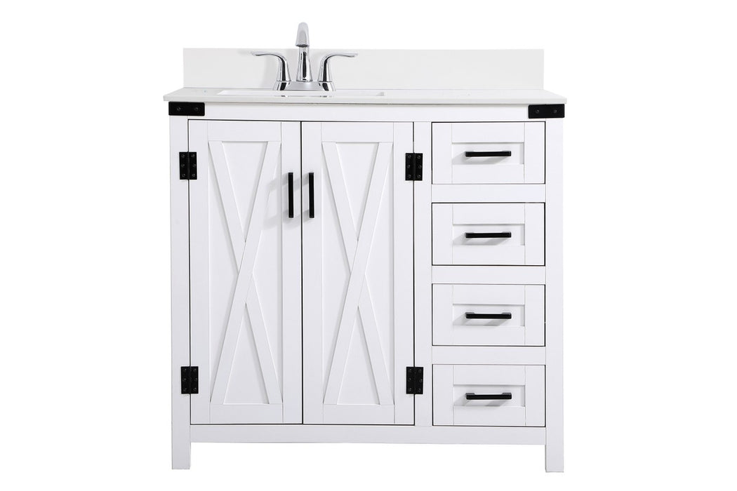 Elegant Lighting VF90236WH-BS Bathroom Vanity Set, White