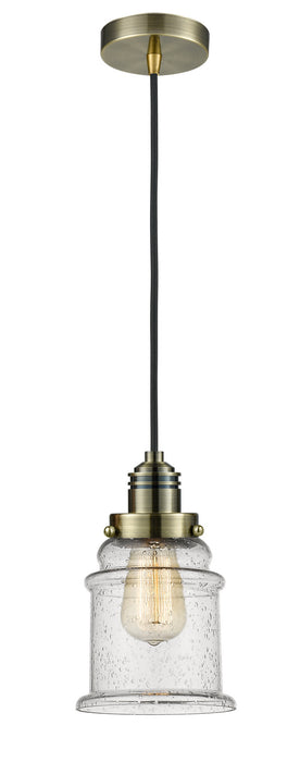 Innovations 100AB-10BK-2H-AB-G184 One Light Mini Pendant, Antique Brass