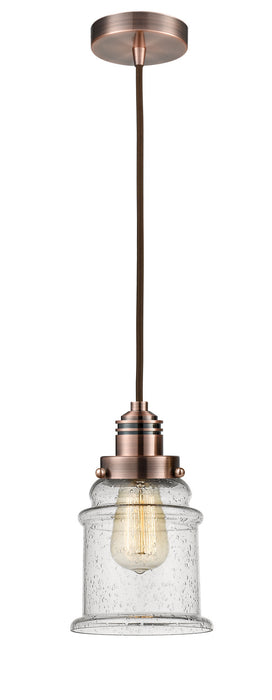 Innovations 100AC-10BR-2H-AC-G184 One Light Mini Pendant, Antique Copper