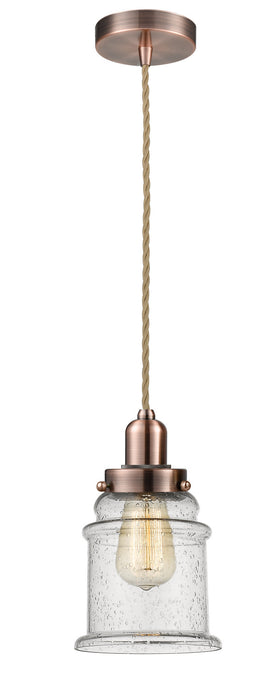 Innovations 100AC-10RE-0H-AC-G184 One Light Mini Pendant, Antique Copper