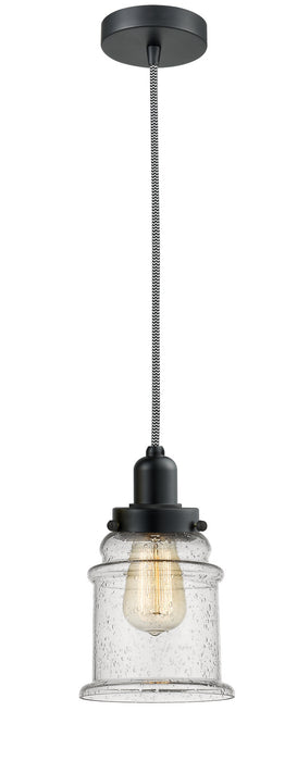 Innovations 100BK-10BW-0H-BK-G184 One Light Mini Pendant, Matte Black