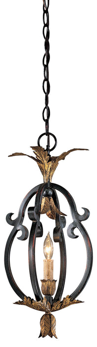 Metropolitan N6103-20 One Light Mini Pendant, French Coal W/ Gold Leaf Highl