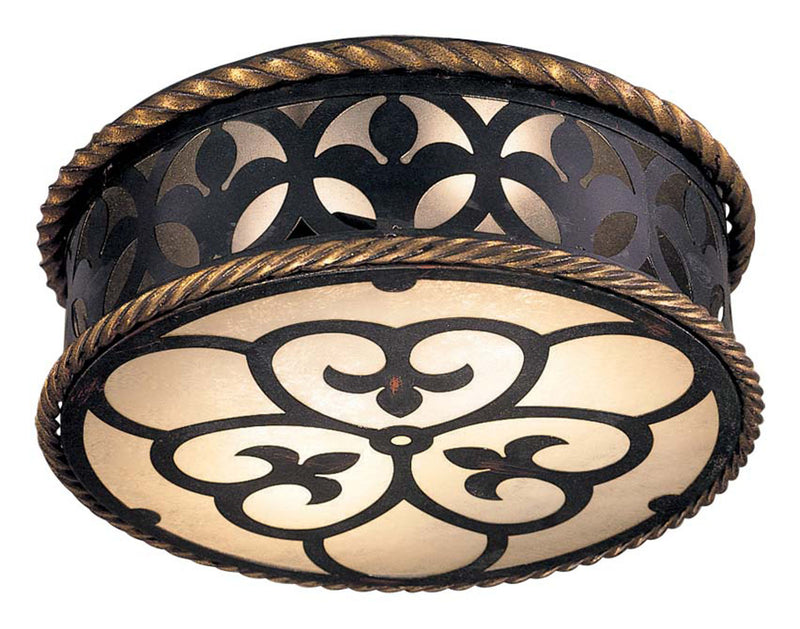 Metropolitan N6109-20 Two Light Flush Mount, French Coal W/ Gold Leaf Highl