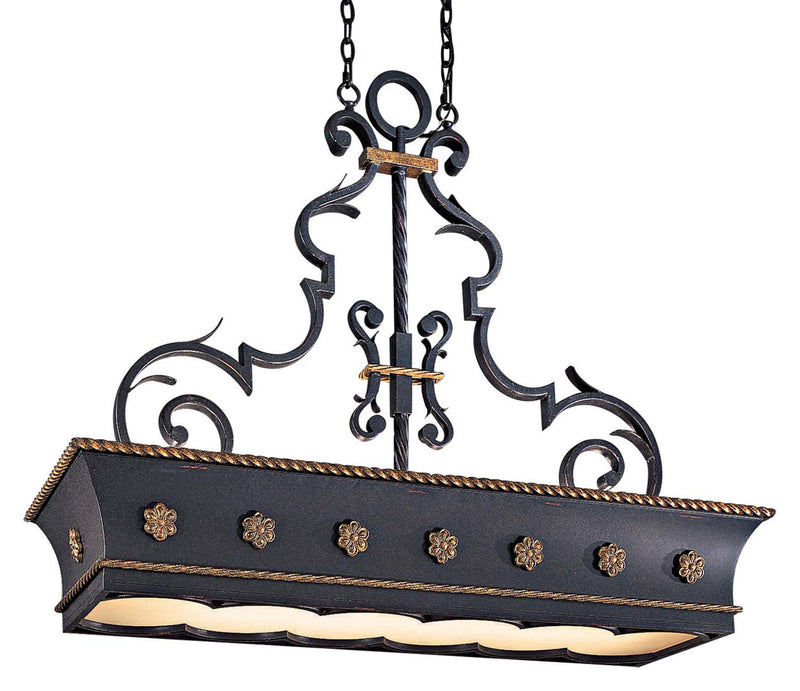 Metropolitan N6107-20 12 Light Island Pendant, French Coal W/ Gold Leaf Highl