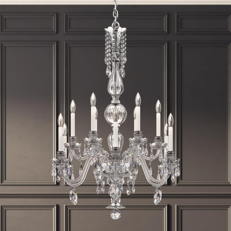 Schonbek HA5808N-40H 12 Light Chandelier, Polished Silver