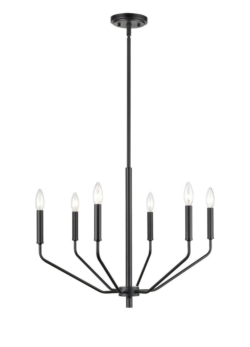 Millennium 8166-MB Six Light Chandelier, Matte Black
