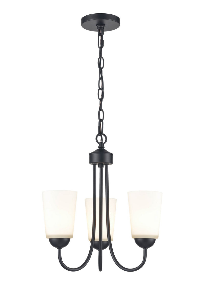 Millennium 9803-MB Three Light Chandelier, Matte Black