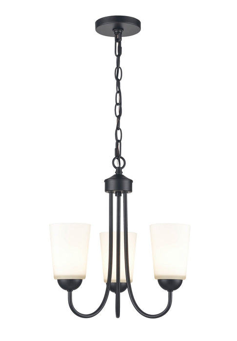 Millennium 9803-MB Three Light Chandelier, Matte Black