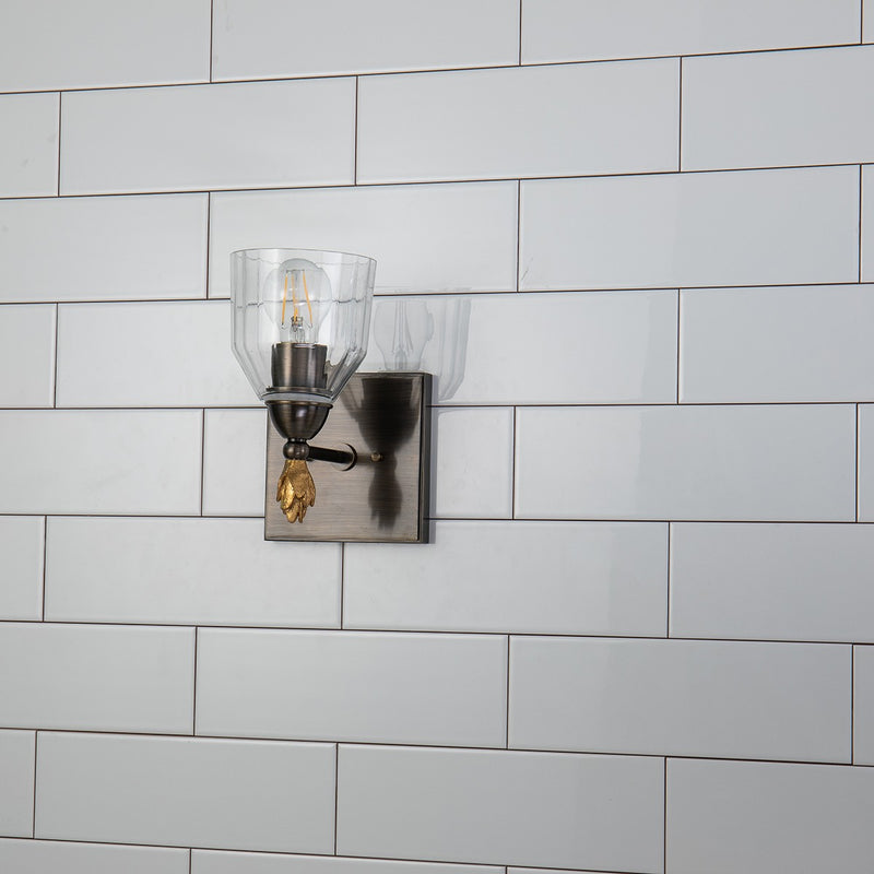 Lucas + McKearn BB1000DB-1-F1G One Light Wall Sconce, Dark Bronze