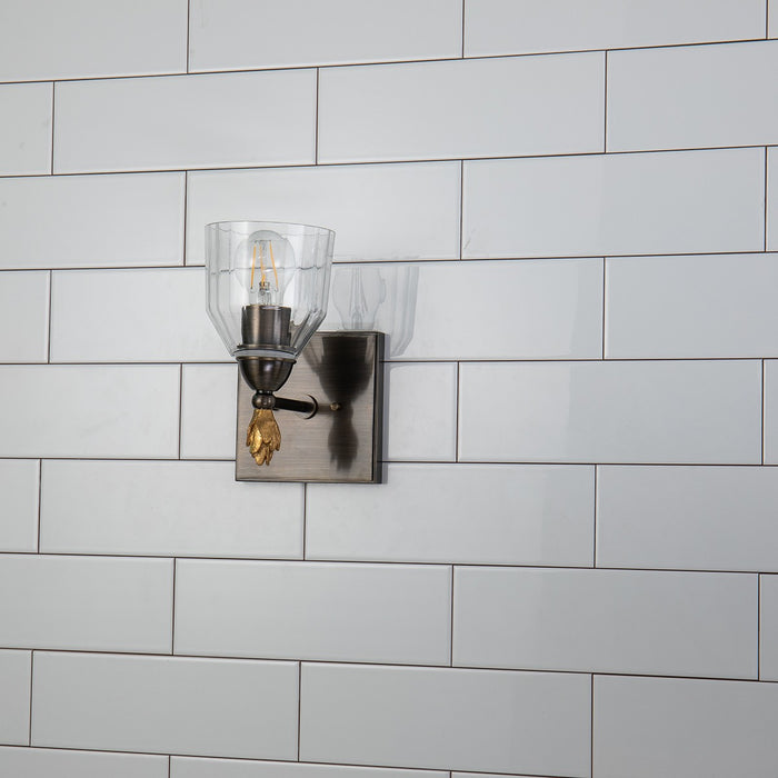 Lucas + McKearn BB1000DB-1-F1G One Light Wall Sconce, Dark Bronze