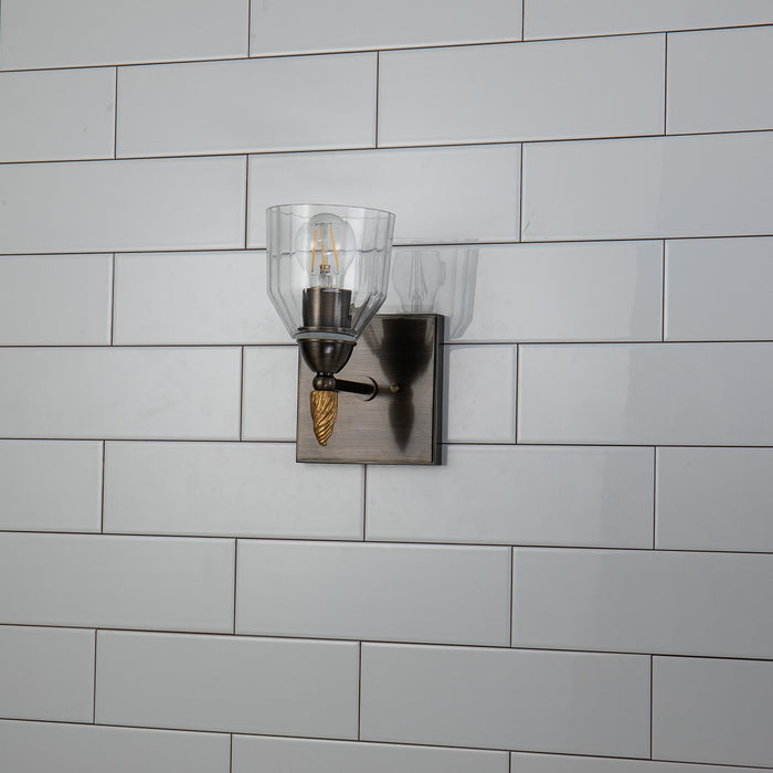 Lucas + McKearn BB1000DB-1-F2G One Light Wall Sconce, Dark Bronze