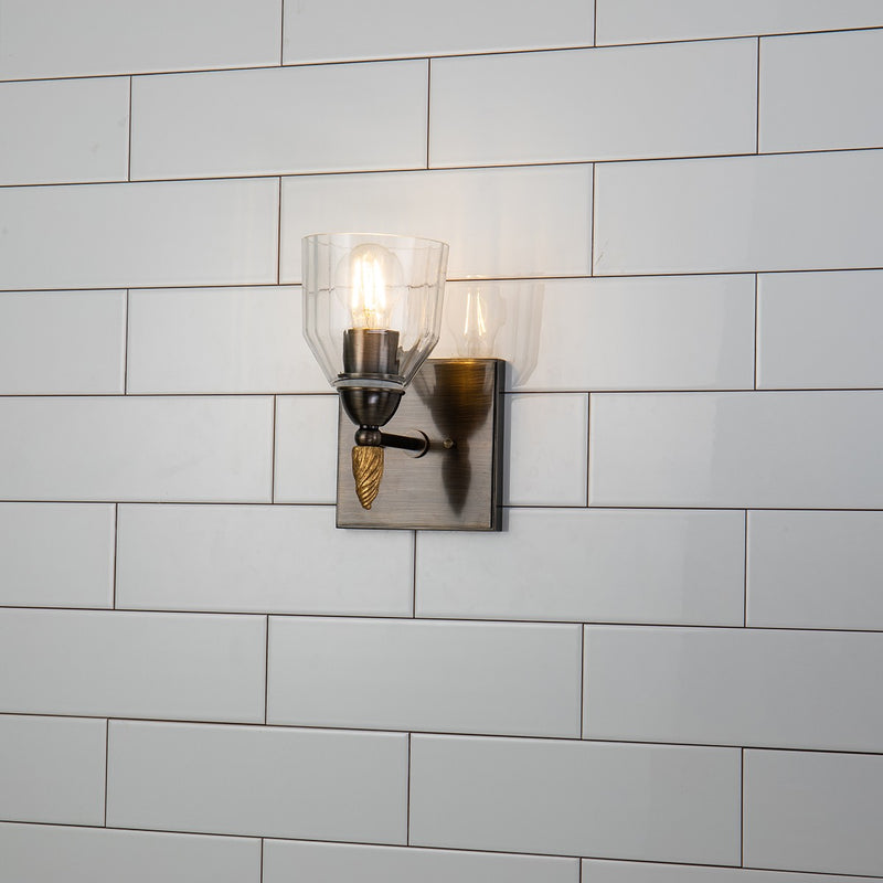 Lucas + McKearn BB1000DB-1-F2G One Light Wall Sconce, Dark Bronze