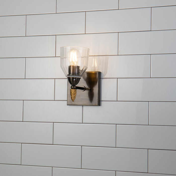Lucas + McKearn BB1000DB-1-F2G One Light Wall Sconce, Dark Bronze