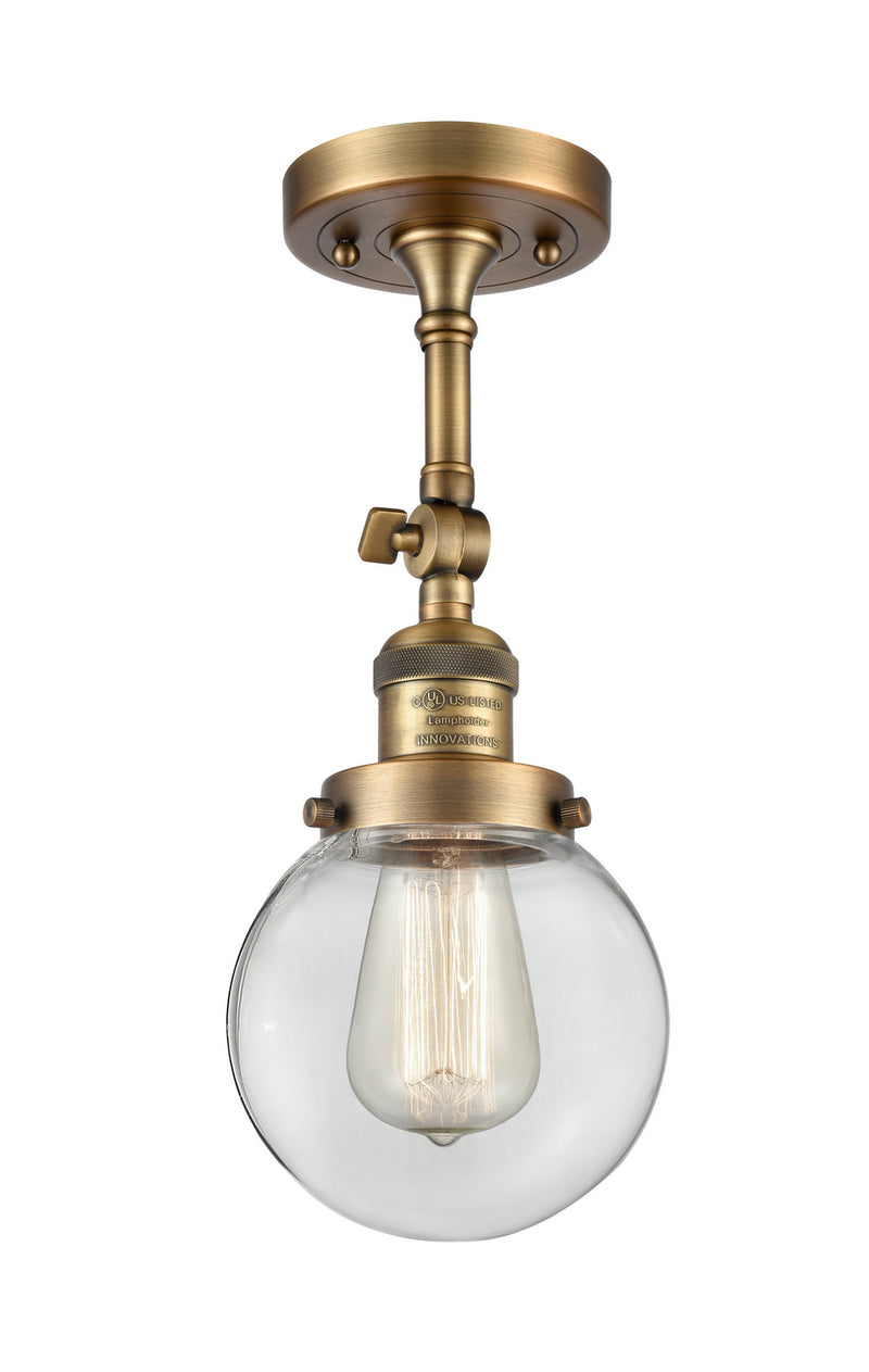 Innovations 201F-BB-G202-6 One Light Semi-Flush Mount, Brushed Brass