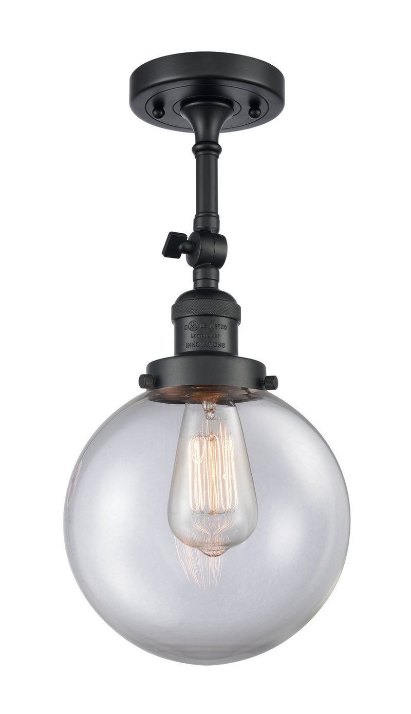 Innovations 201F-BK-G202-8 One Light Semi-Flush Mount, Matte Black