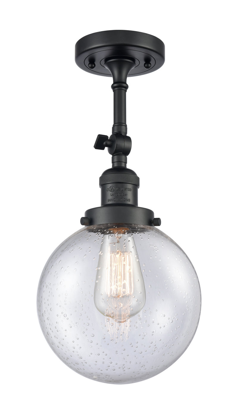 Innovations 201F-BK-G204-8 One Light Semi-Flush Mount, Matte Black