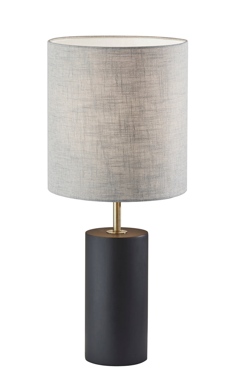 Adesso Home 1507-01 Table Lamp, Black Poplar Wood W. Antique Brass Accent