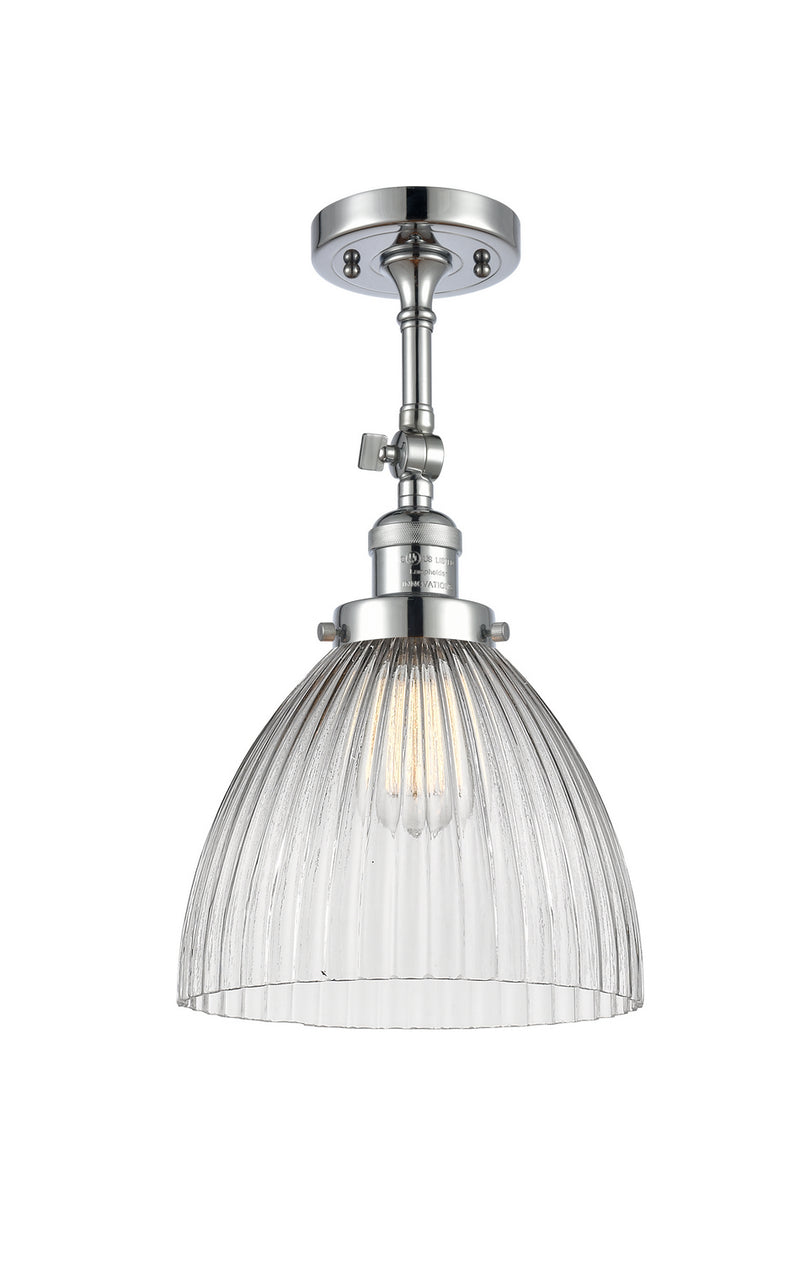 Innovations 201F-PC-G222 One Light Semi-Flush Mount, Polished Chrome