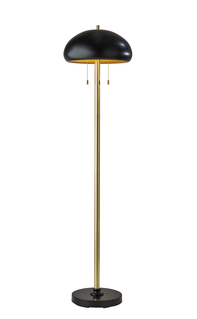Adesso Home 1563-21 Two Light Floor Lamp, Black & Antique Brass