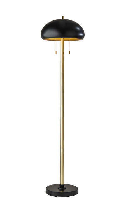 Adesso Home 1563-21 Two Light Floor Lamp, Black & Antique Brass