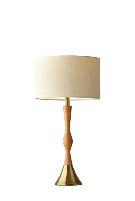 Adesso Home 1576-12 Table Lamp, Natural Oak Wood W. Antique Brass Accent