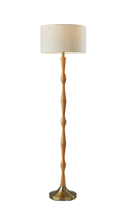 Adesso Home 1577-12 Floor Lamp, Natural Oak Wood W. Antique Brass Accent
