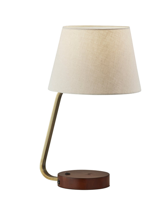 Adesso Home 3015-21 Table Lamp, Antique Brass W. Walnut Rubberwood Base