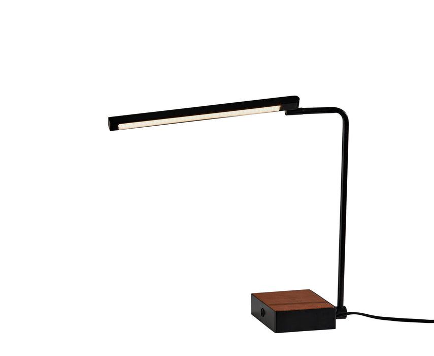 Adesso Home 3039-01 LED Desk Lamp, Black W. Camel Brown Leather