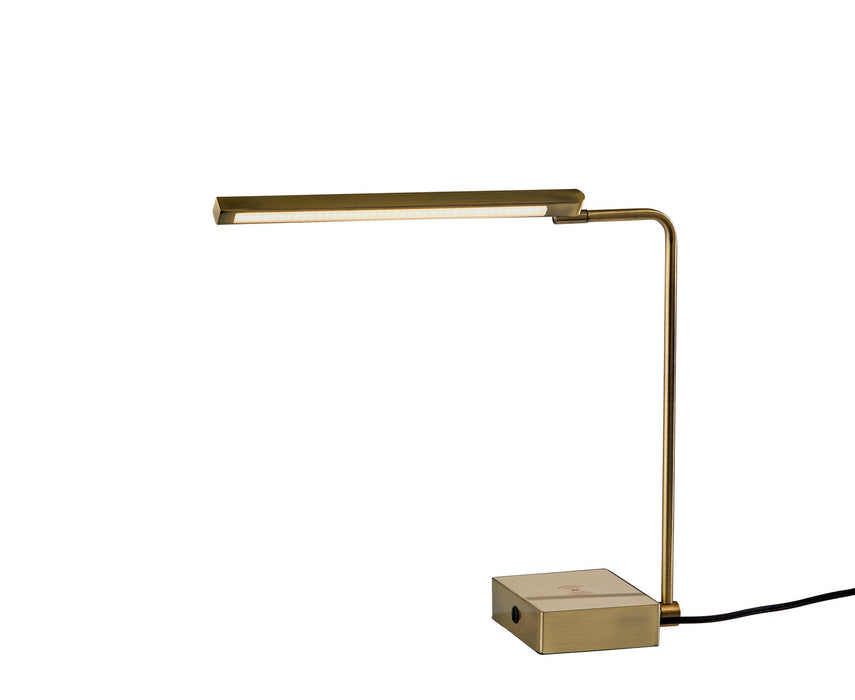 Adesso Home 3039-21 LED Desk Lamp, Antique Brass W. Cream Color Leather