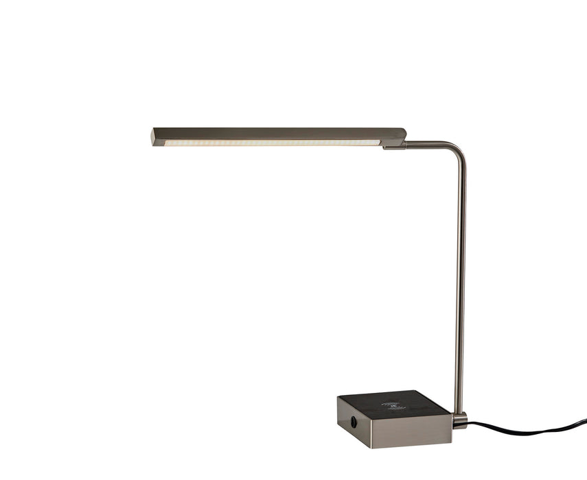 Adesso Home 3039-22 LED Desk Lamp, Brushed Steel W. Black Leather
